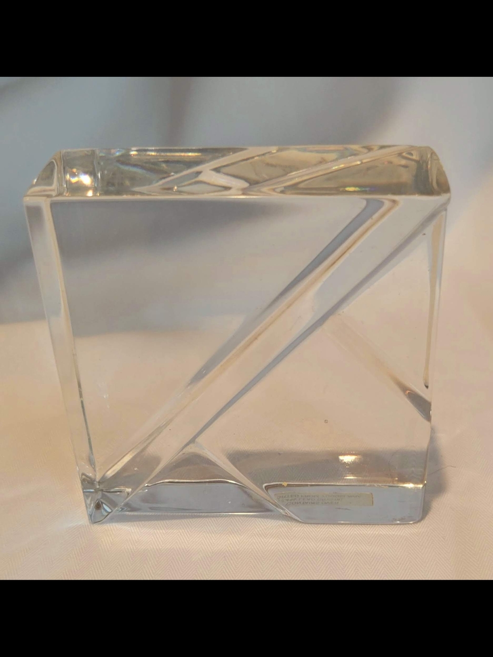 Clear Lead Crystal Geometric Block Vase Made In Yugoslavia